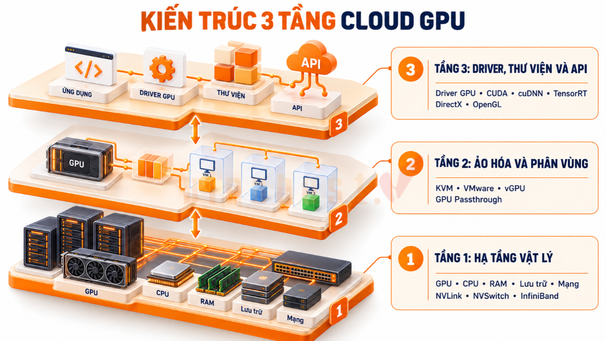Kiến trúc 3 tầng vận hành Cloud GPU