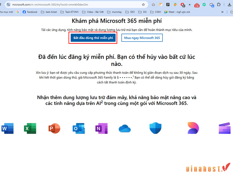 dùng thử microsoft 365