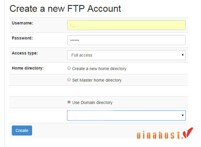 Tạo tài khoản FTP trên Sentora