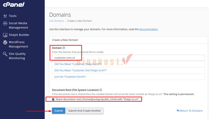 tro 2 tên mien ve 1 website / Hosting bang Addon Domain tren Cpanel