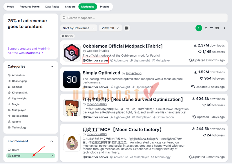 Cai dat modpack tu dong tu Modrinth