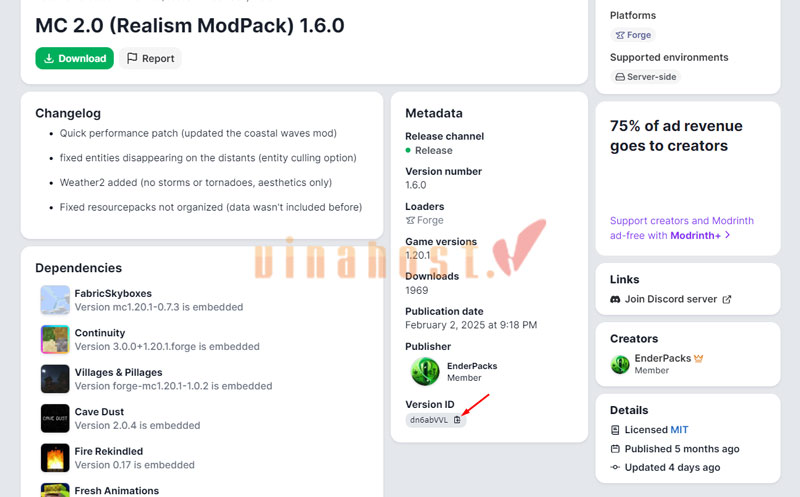 Cai dat modpack tu dong tu Modrinth