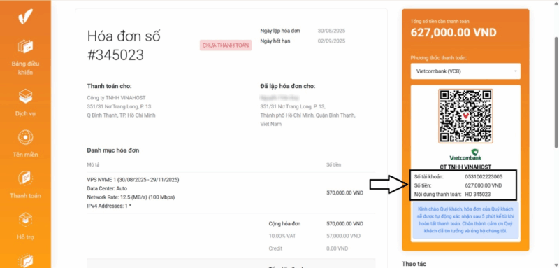 huong dan thue vps nvme vinahost