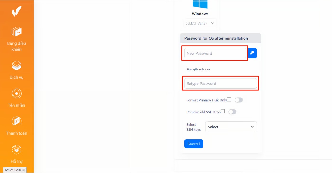 cai dat he dieu hanh tren vps vinahost 6 - #1 Hosting Giá Rẻ, VPS Giá Rẻ, Máy Chủ Vật Lý, Email, Cloud Server cai dat lai he dieu hanh cho vps
