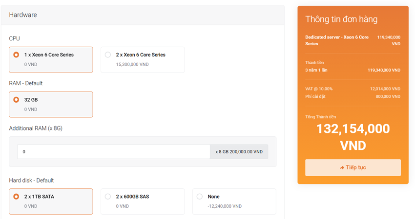 Bước 3: Nhập thông tin máy chủ