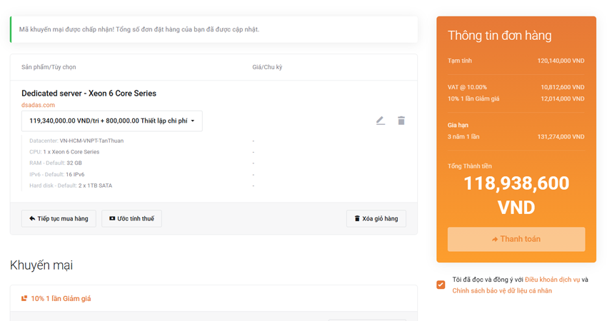 Bước 4: Áp dụng mã khuyến mãi