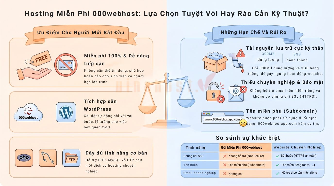 Tính năng chính của 000webhost 
