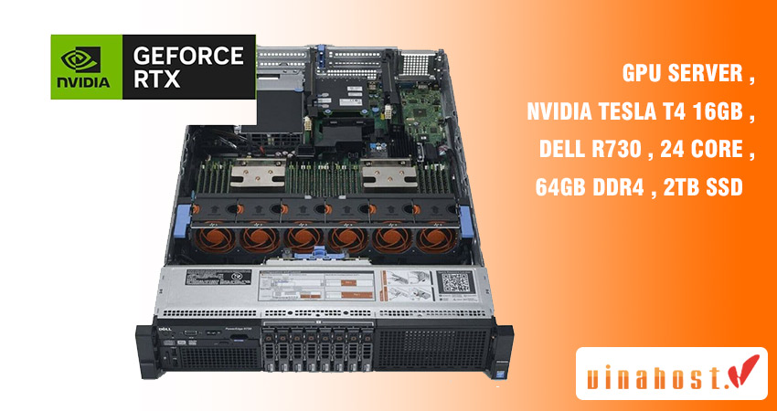 Nvidia tesla t4 16GB, Dell R740, 24 core, 64Gb DDR4, 2TB SSD