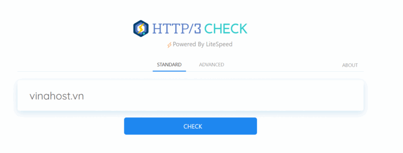 Giao diện khi sử dụng công cụ trực tuyến http3check.