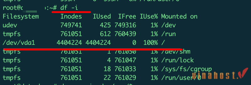 kiem tra inodes tren vps