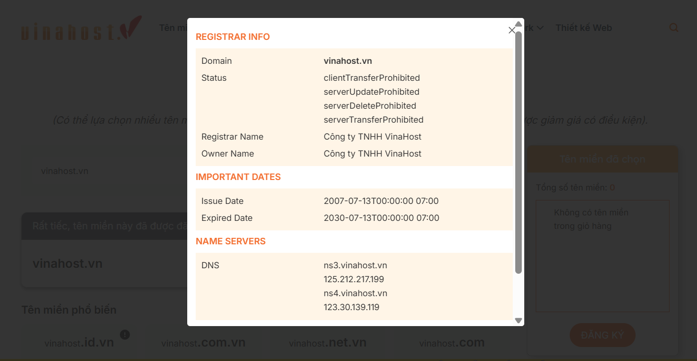 kiem tra tinh kha dung cua ten mien bang vinahost