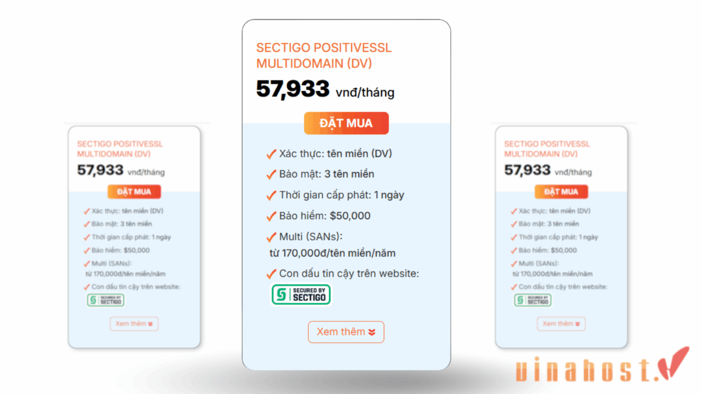 Sectigo PositiveSSL Multi-Domain bảo mật nhiều tên miền cùng lúc giá chỉ từ 57.933 đ/tháng