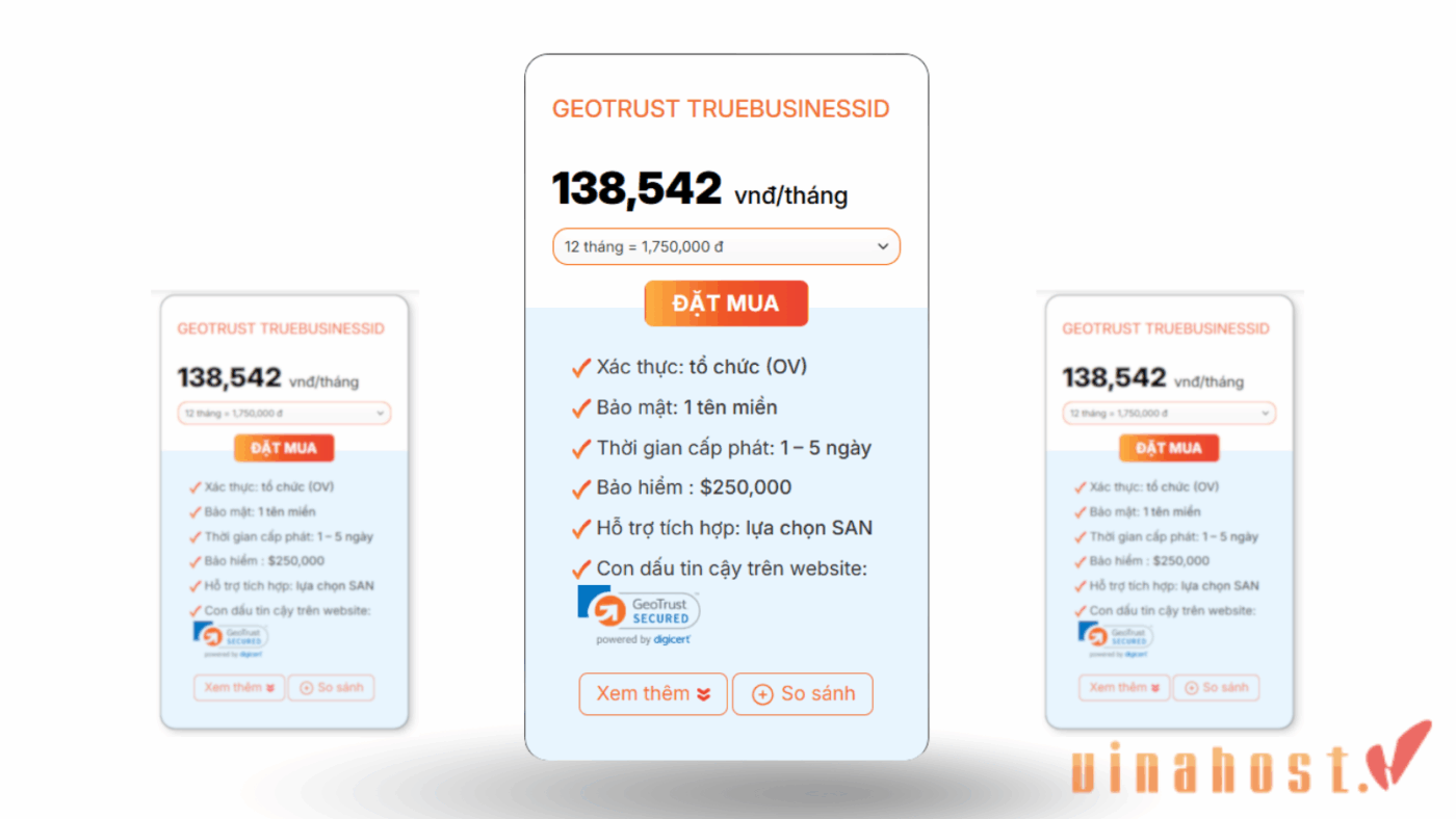GeoTrust True BusinessID loại OV SSL xác thực doanh nghiệp giá chỉ từ 138.542 đ/tháng
