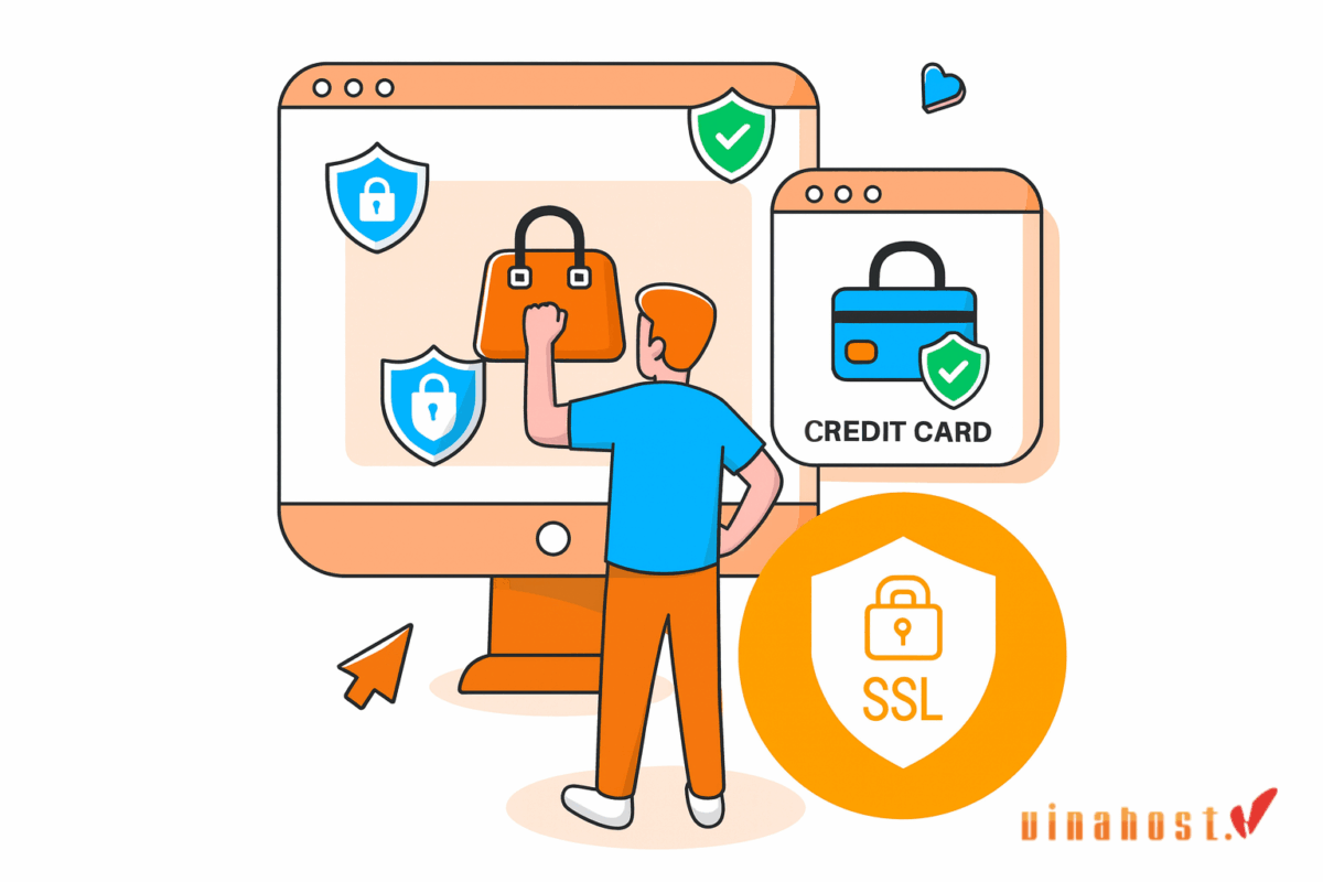 SSL thương mại điện tử bảo vệ website bán hàng bằng mã hóa và giao thức HTTPS.