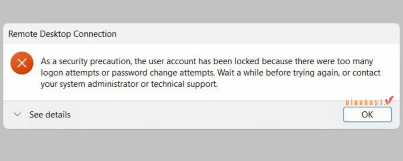 sua loi the user account has been locked 1 - #1 Hosting Giá Rẻ, VPS Giá Rẻ, Máy Chủ Vật Lý, Email, Cloud Server sua loi the user account has been locked