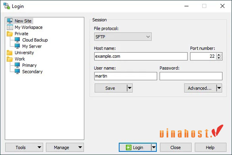 dung winscp quan ly file tren vps linux