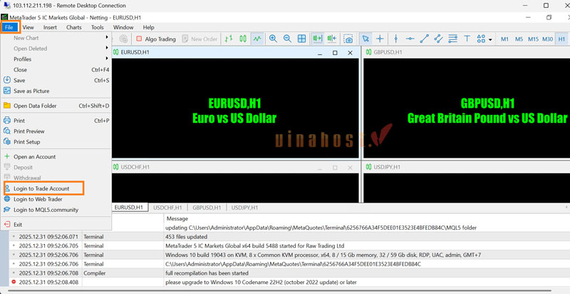 Hướng dẫn cài đặt MT4/MT5 của sàn IC Markets trên VPS