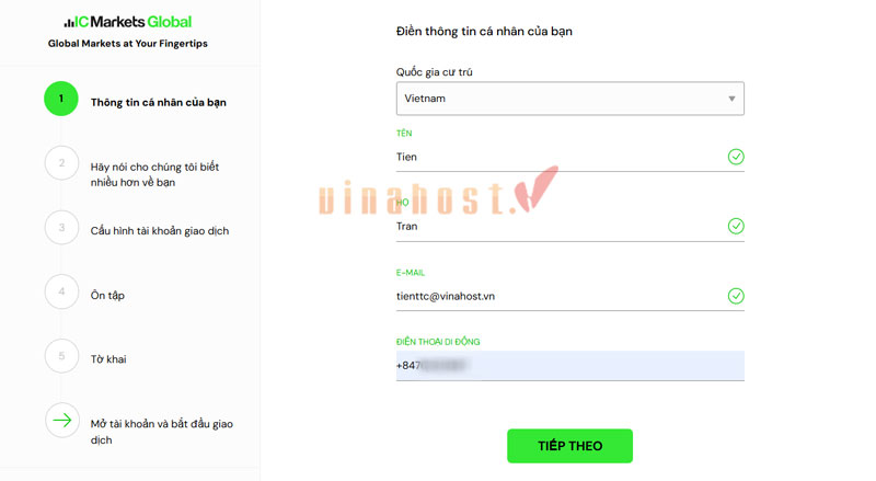 Hướng dẫn đăng ký tài khoản trên sàn IC Markets