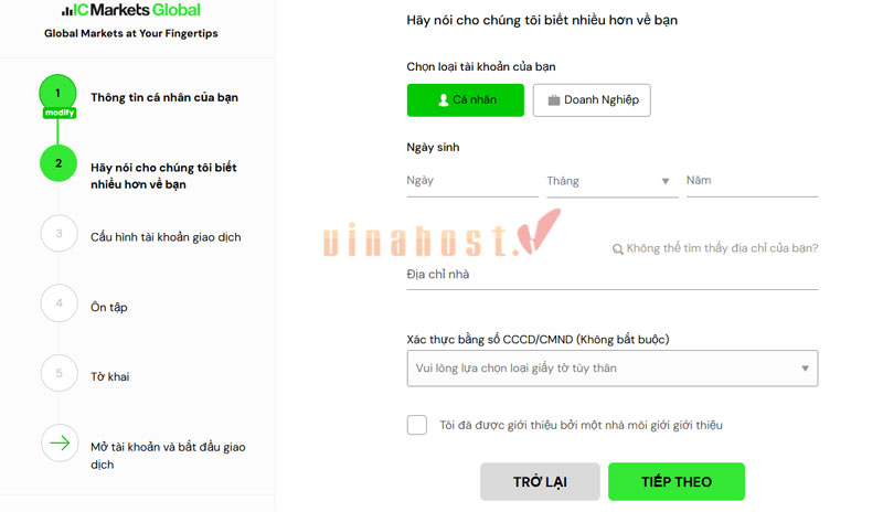 Hướng dẫn đăng ký tài khoản trên sàn IC Markets