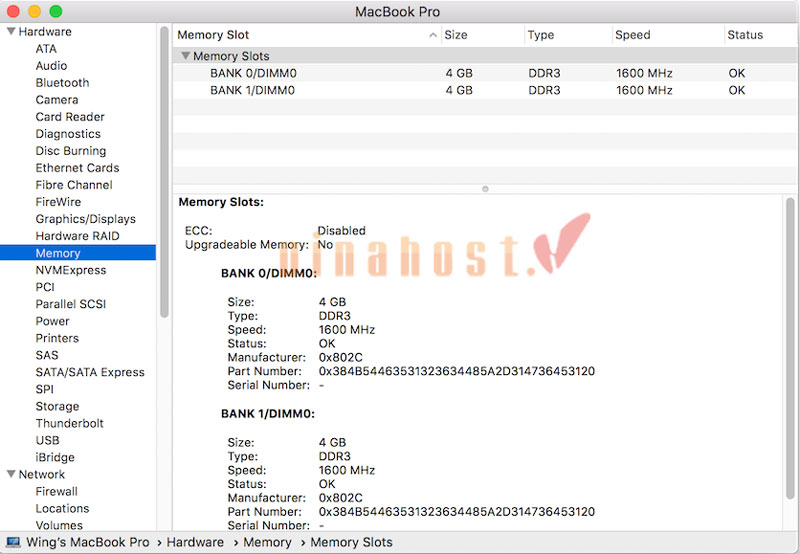 Kiểm tra bus ram trên macOS
