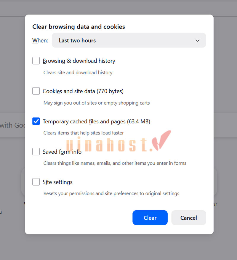 Cách xóa Cache trình duyệt Firefox