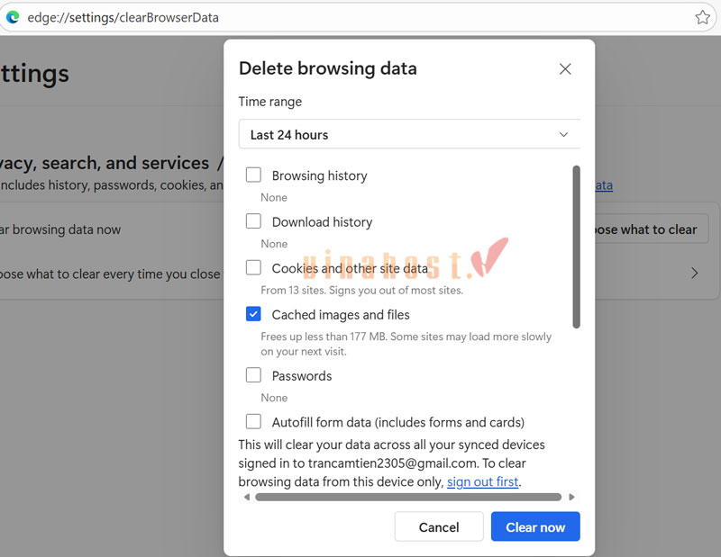 Cách xóa Cache trình duyệt Microsoft Edge