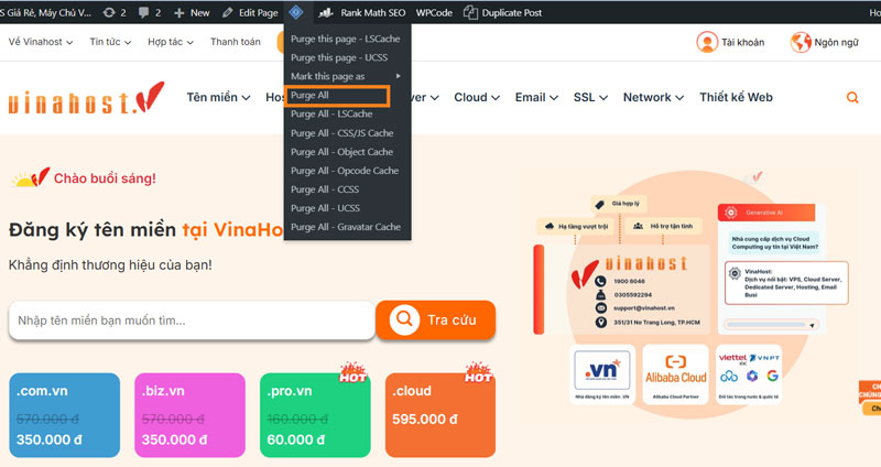 Xóa Cache bằng Plugin LiteSpeed