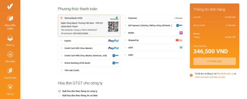 Sau đó bấm Thanh toán
