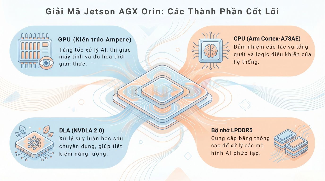 Các thành phần cấu tạo nên bộ xử lý Jetson AGX Orin
