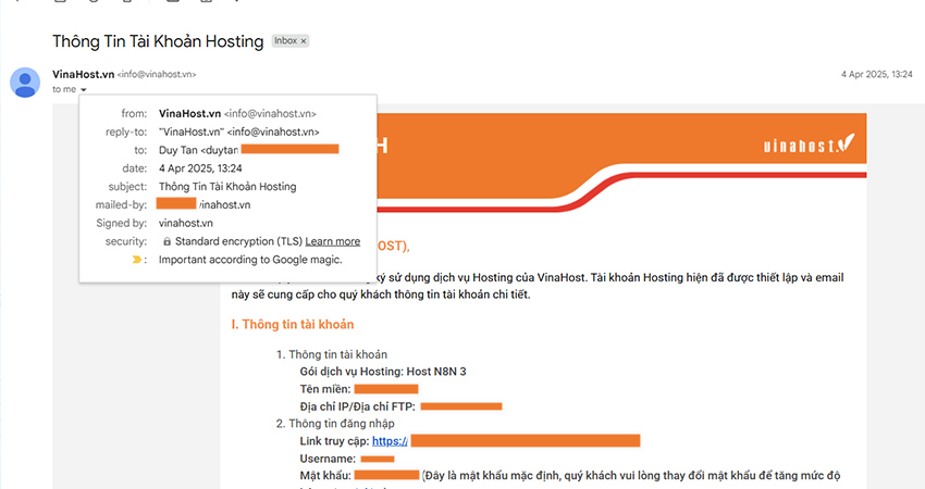 bản email của vinahost