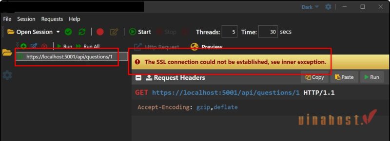 the ssl connection could not be established see inner exception
