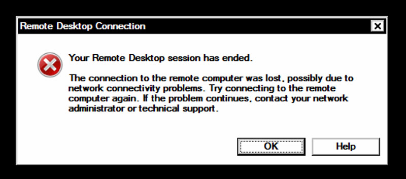 your remote desktop services session has ended