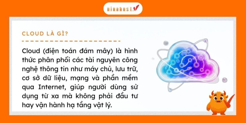 Cloud là mô hình điện toán đám mây cho phép người dùng truy cập và sử dụng từ xa