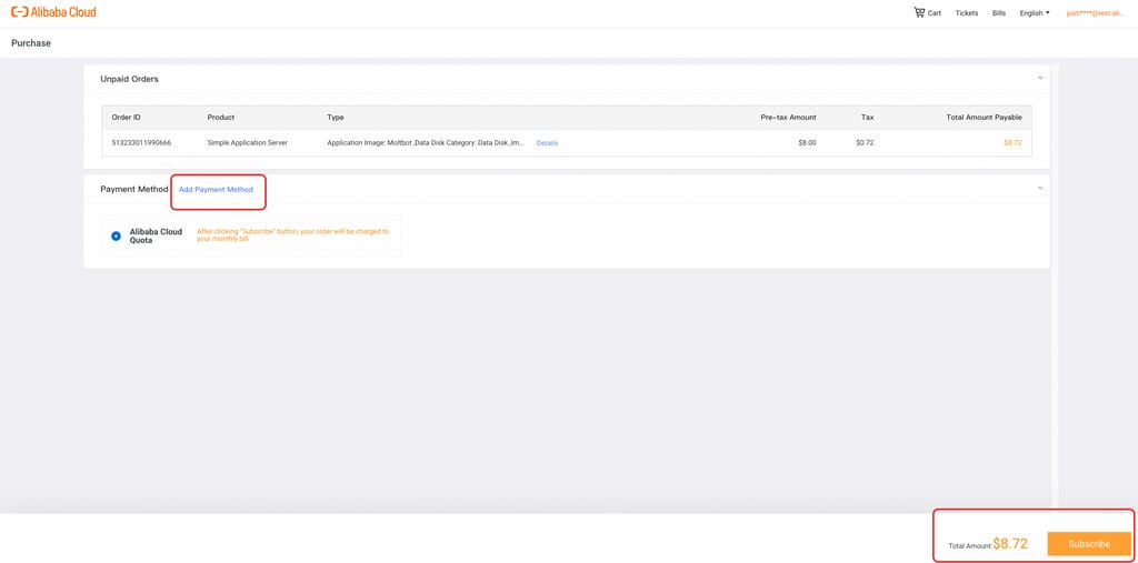 thêm phương thức thanh toán và đăng ký