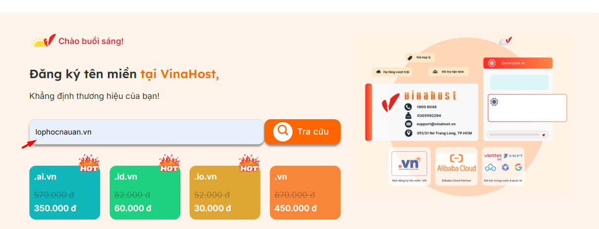 hướng dẫn đăng ký tên miền tổ chức