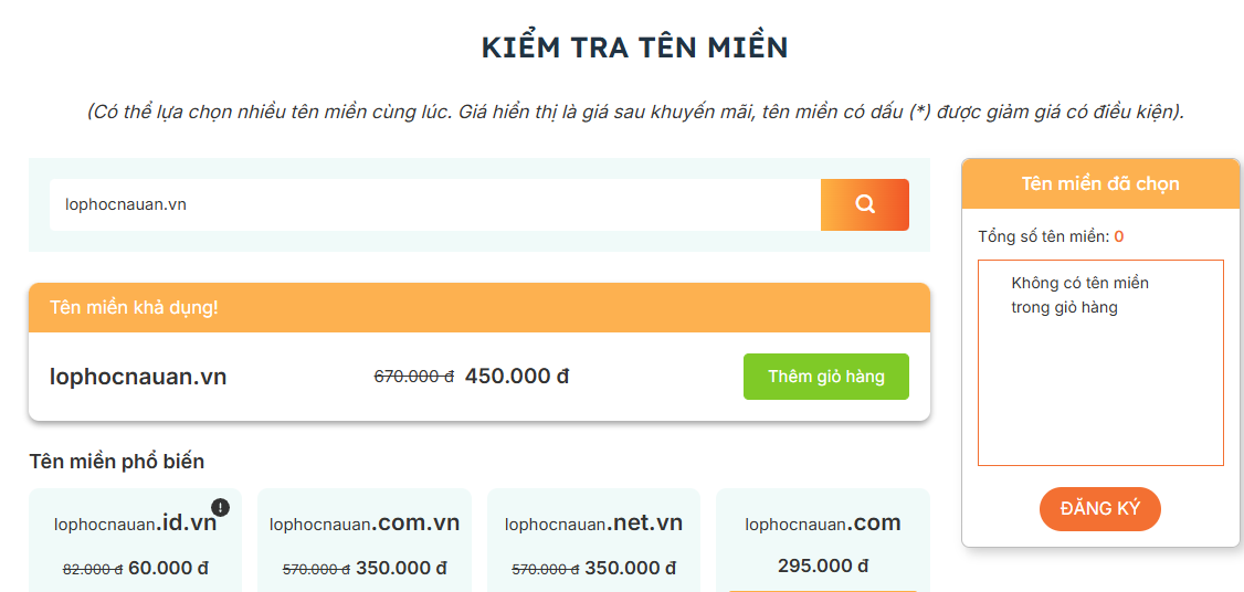 hướng dẫn đăng ký tên miền tổ chức