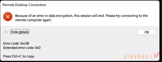 loi because of an error in data encryption this session will end