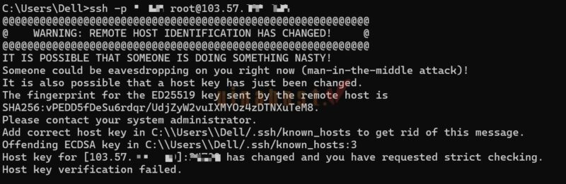 loi warning remote host identification has changed