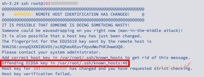 loi warning remote host identification has changed