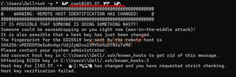 loi warning remote host identification has changed