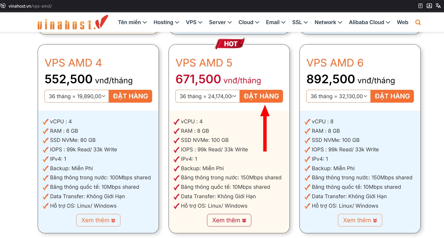 hướng dẫn thuê vps AMD tại VinaHost
