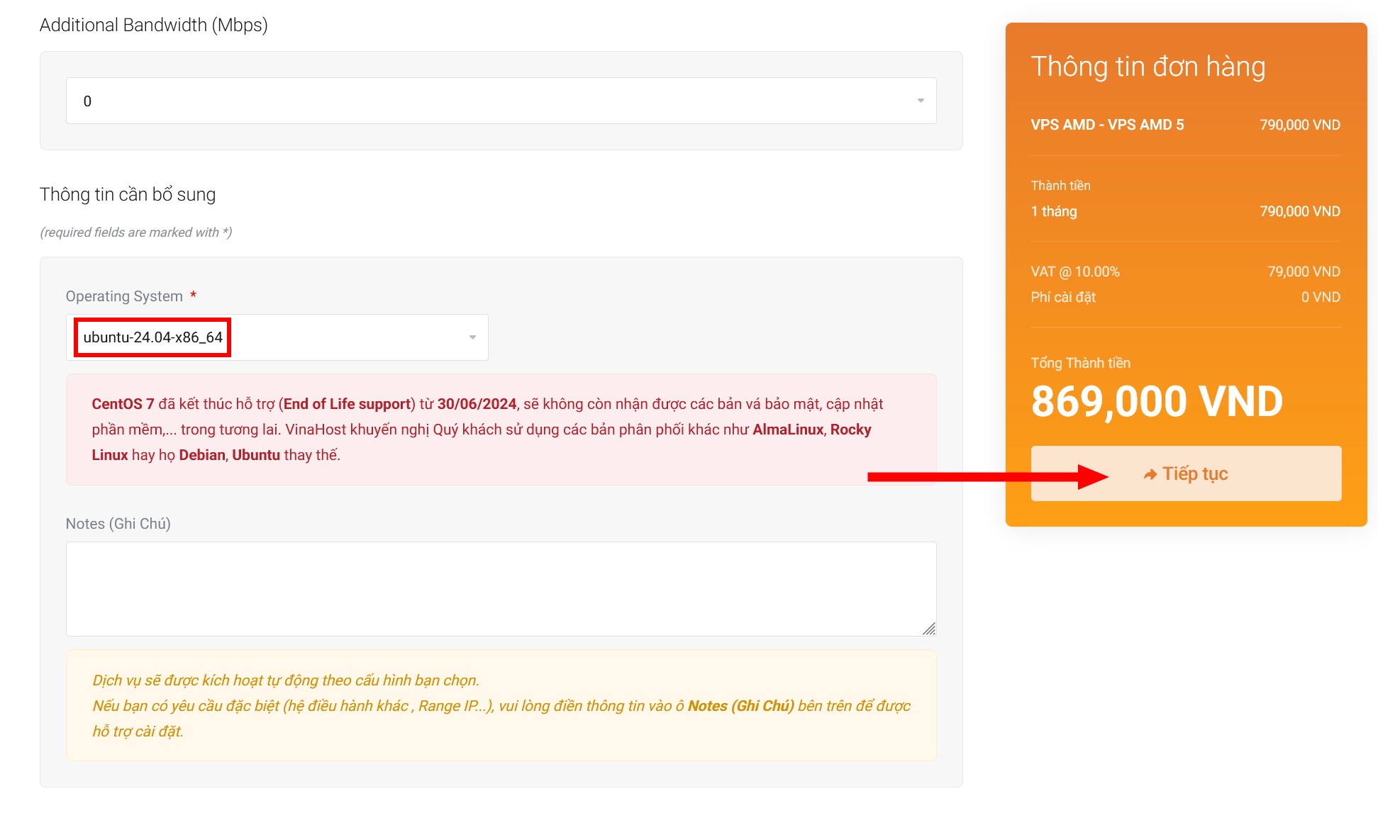 hướng dẫn thuê vps AMD tại VinaHost