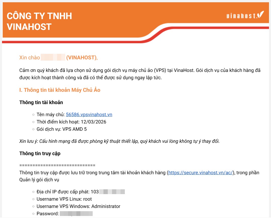 hướng dẫn thuê vps AMD tại VinaHost