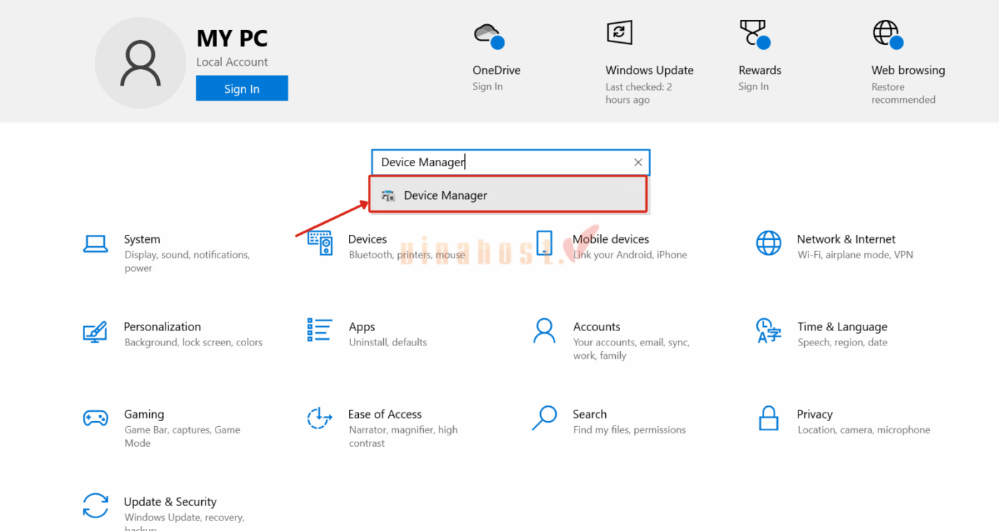 Gõ Device Manager