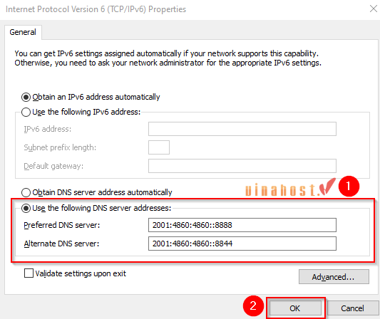 Chọn Internet Protocol Version 6 