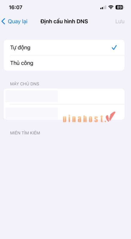 Chuyển mục DNS từ tự động sang Thủ công