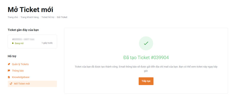 Hướng dẫn tạo Ticket Support tại VinaHost