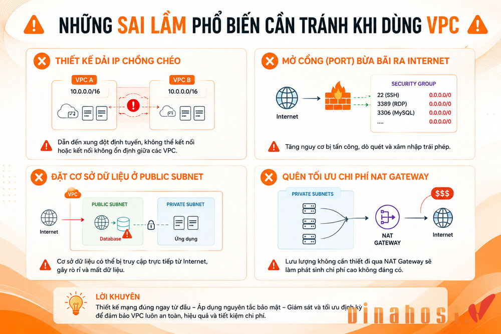 Những sai lầm cần tránh khi triển khai VPC