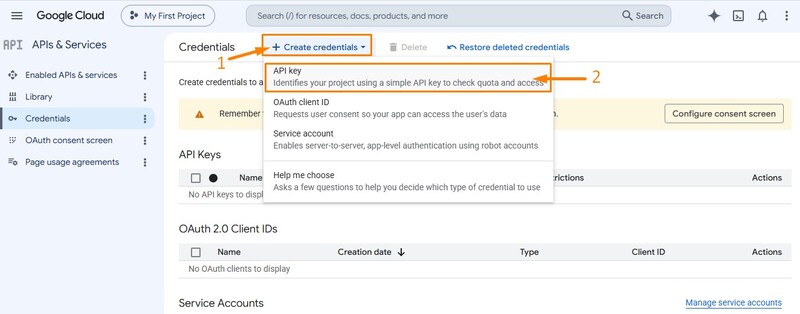 Hướng dẫn lấy API Key Google Cloud 