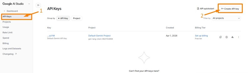Cách lấy API Google Gemini Key